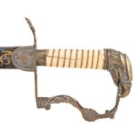 Eagle Hilt Rococo Guard Blued & Gilt Blade Infantry Officers Sword & Scabbard