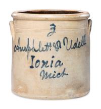 An Amphlett and Udell Three-Gallon Stoneware Crock