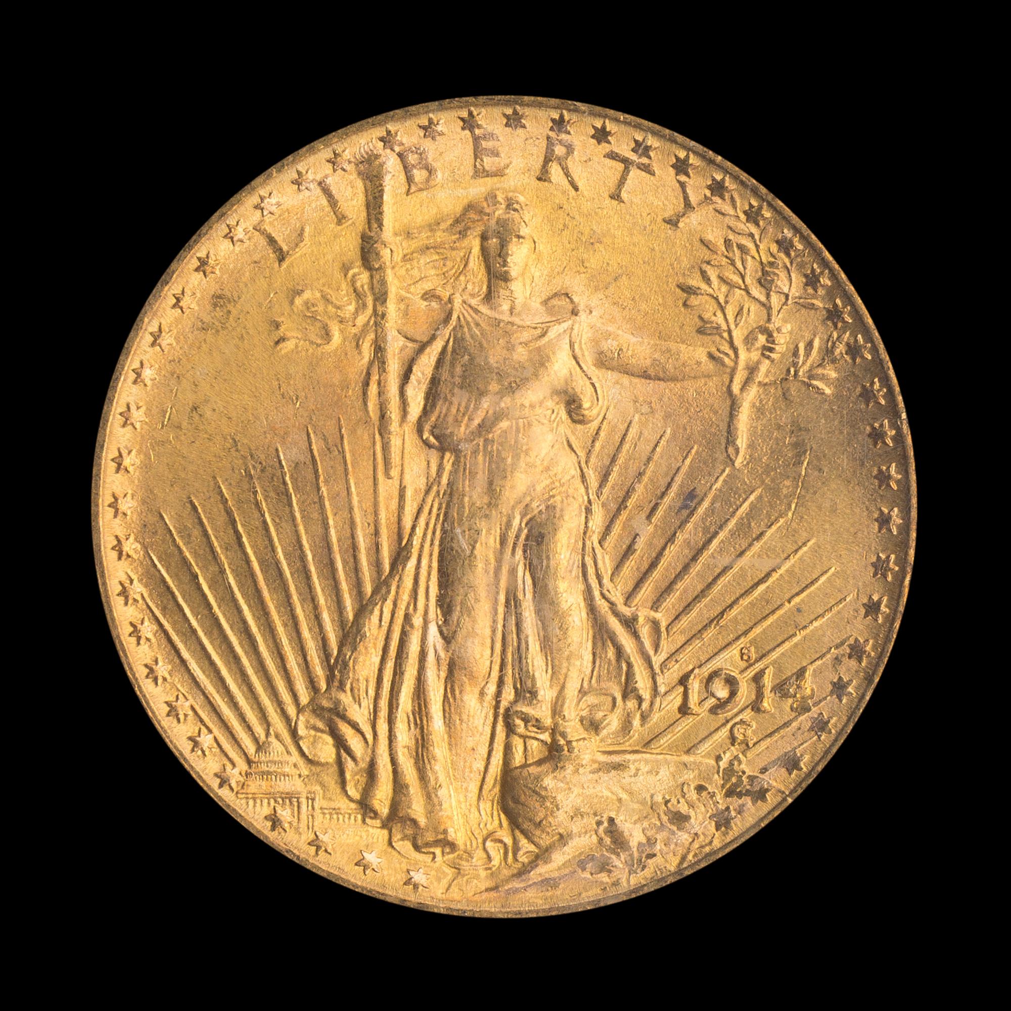 A United States 1914-S St. Gaudens $20 Gold Coin