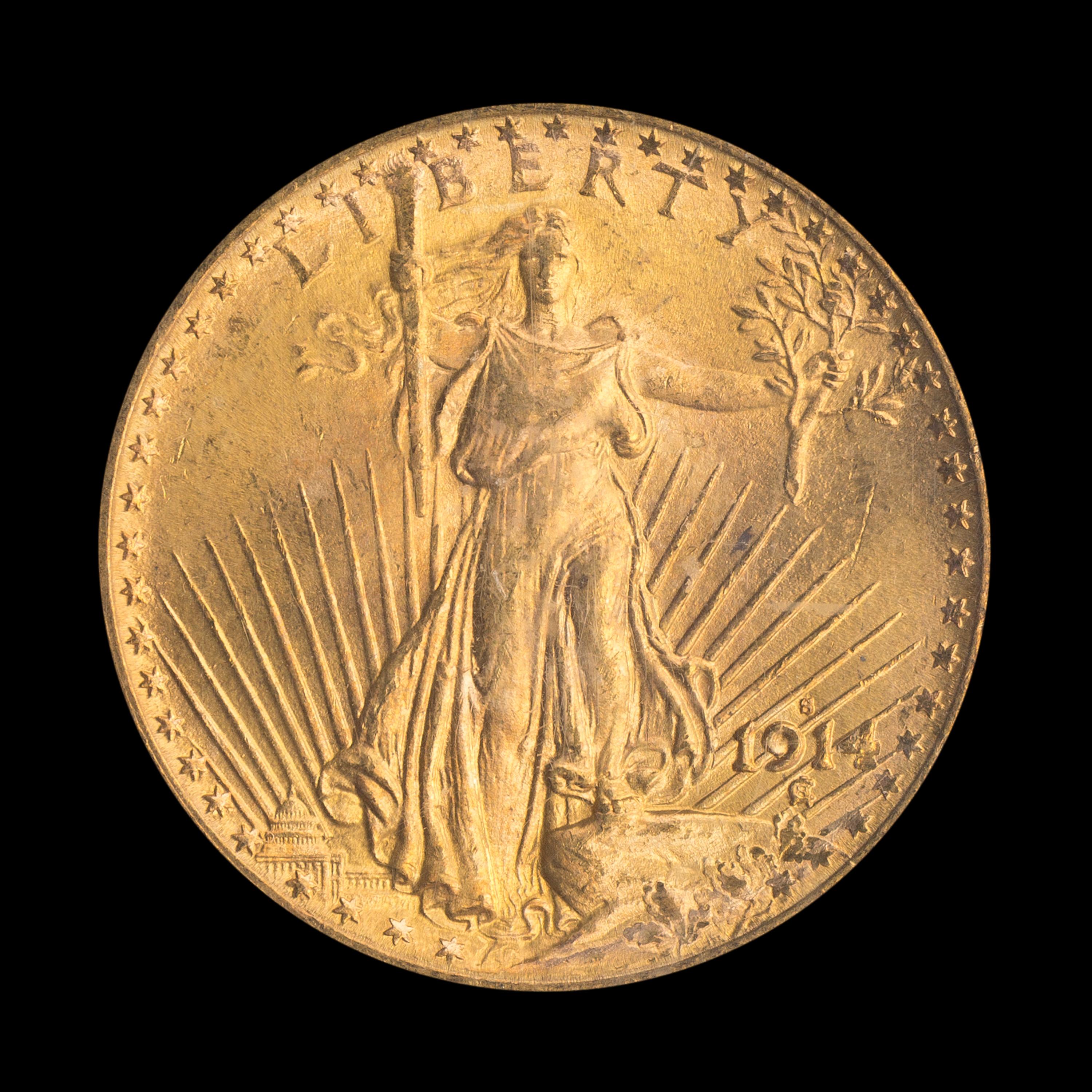 A United States 1914-S St. Gaudens $20 Gold Coin