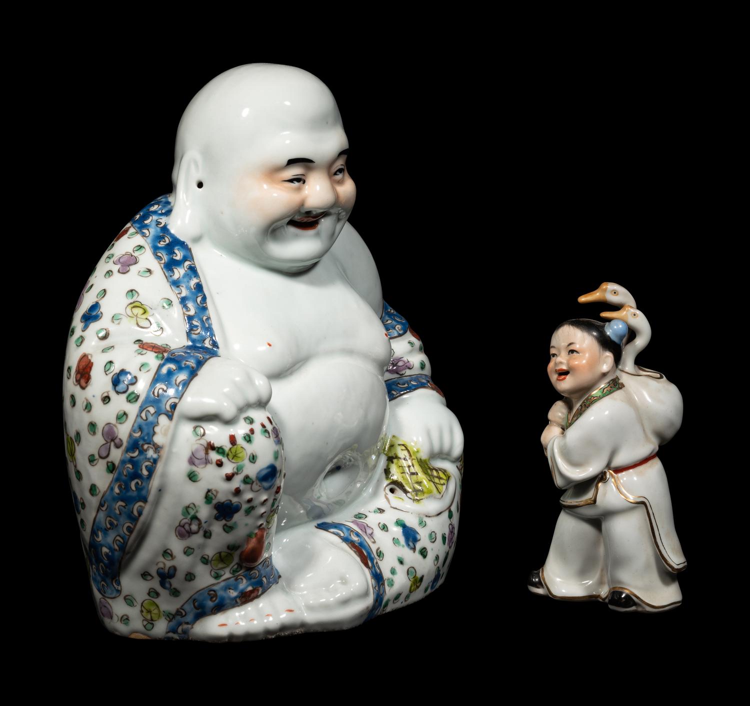 Two Chinese Famille Rose Porcelain Figures