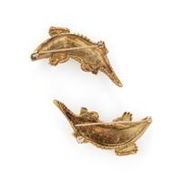 PAIR OF YELLOW GOLD ALLIGATOR BROOCHES