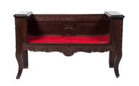 A Provincial Oak Bench Height 28 3/4 x width 47 x depth 19 inches.