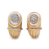 BOUCHERON, BICOLOR GOLD AND DIAMOND EARCLIPS