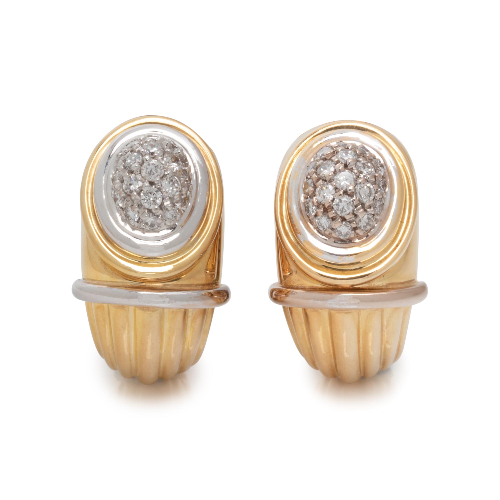 BOUCHERON, BICOLOR GOLD AND DIAMOND EARCLIPS