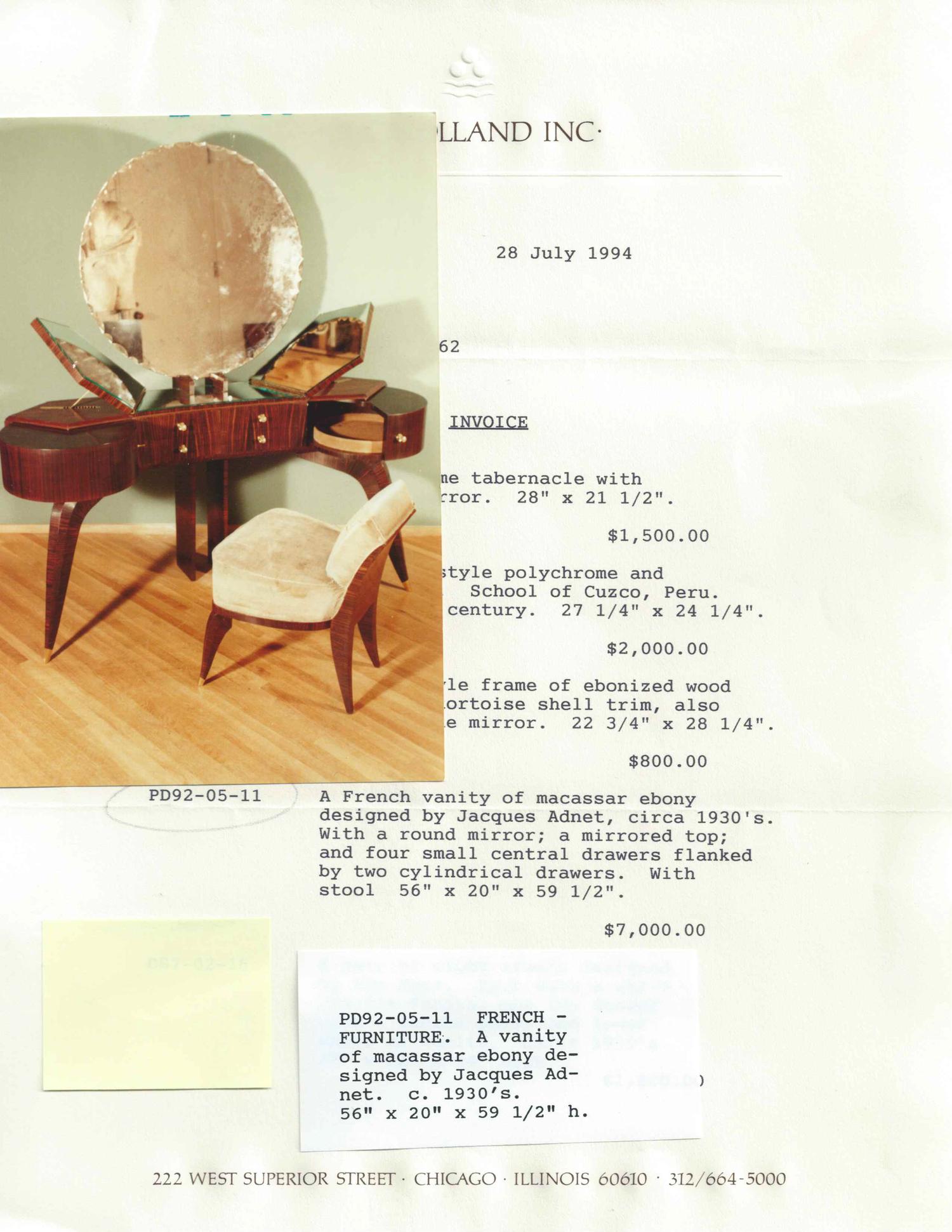 A French Art Deco Macassar Veneered Dressing Table and Chair