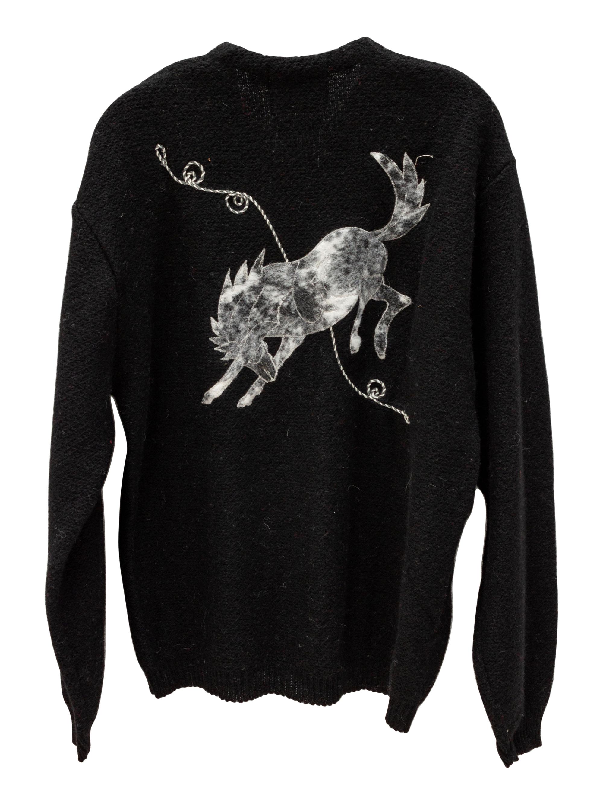 Five H Bar C Bronc-Shawl Wool Sweaters with horse and rope embellishments