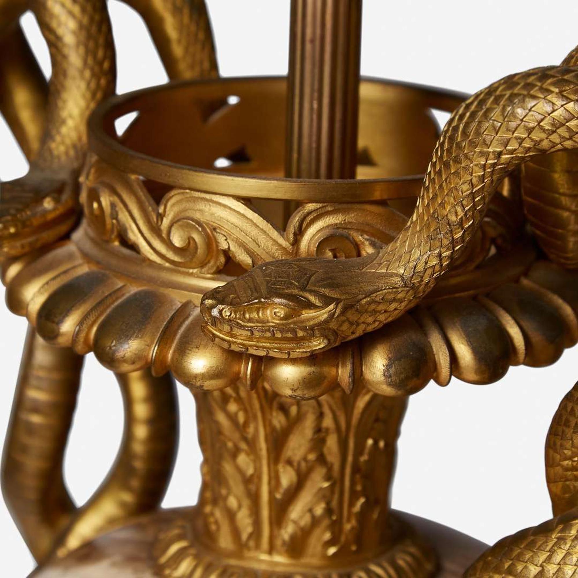 A pair of gilt bronze-mounted onyx urn-form table lamps late 19th / early 20th century