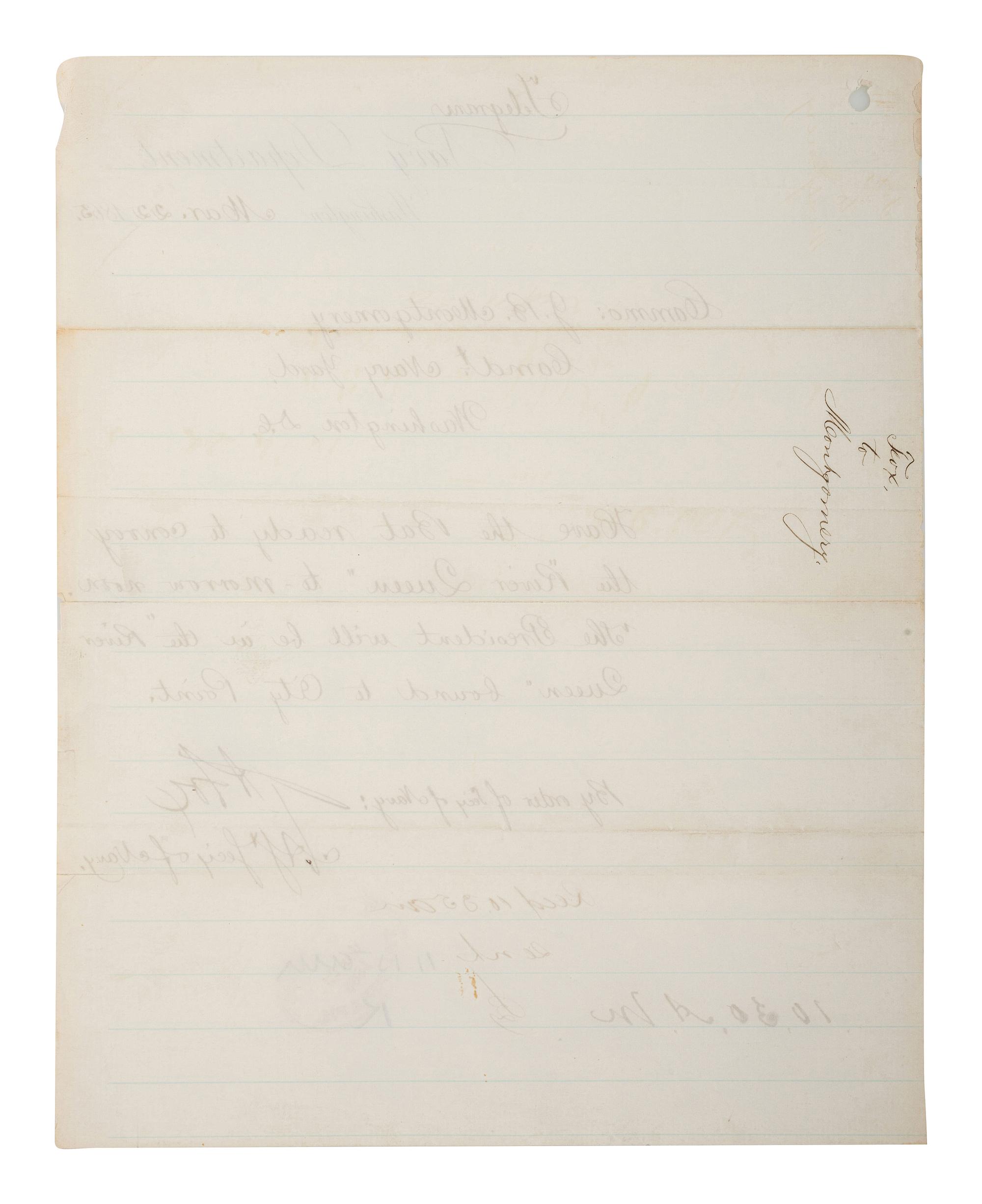 [CIVIL WAR - NAVY] -- [LINCOLNIANA]. A group of 6 documents relating to Lincoln naval visits, comprising: