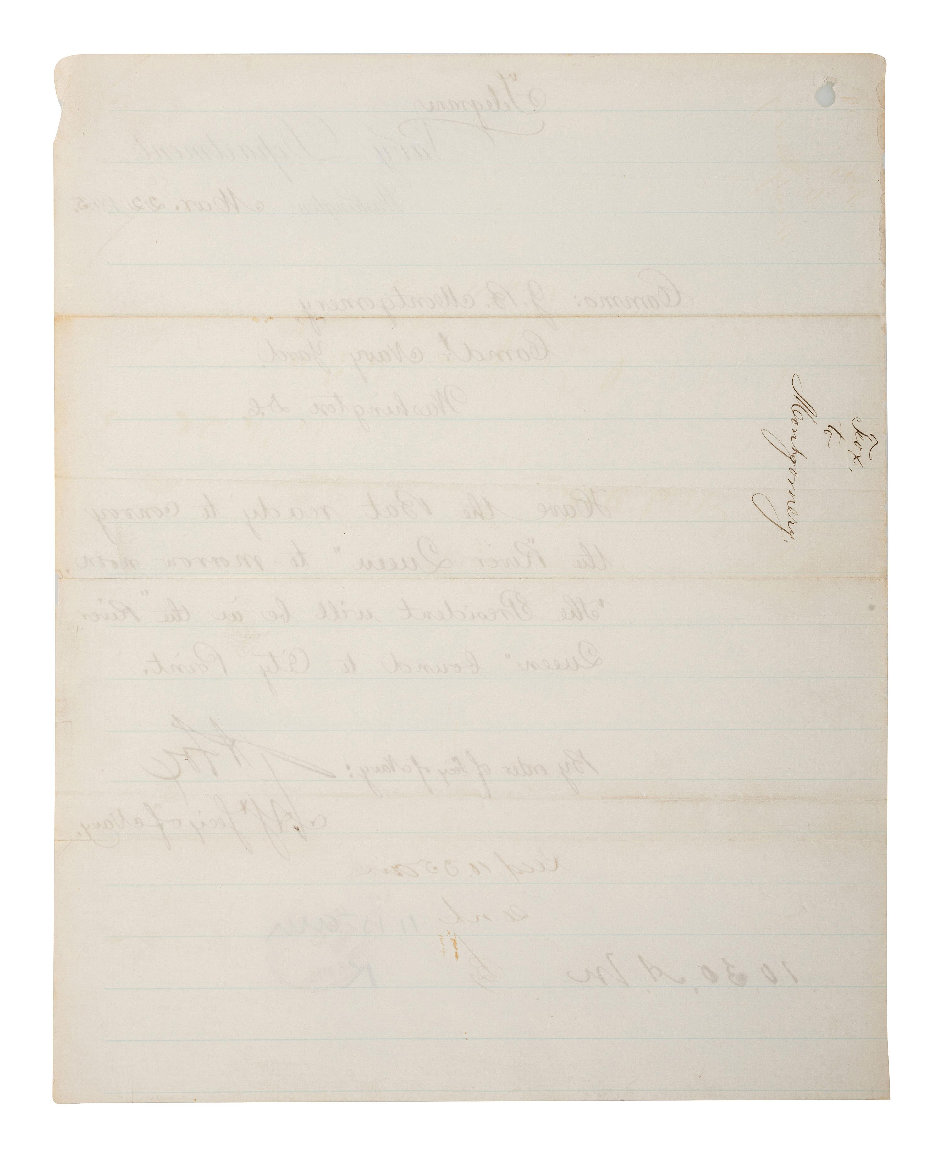 [CIVIL WAR - NAVY] -- [LINCOLNIANA]. A group of 6 documents relating to Lincoln naval visits, comprising:
