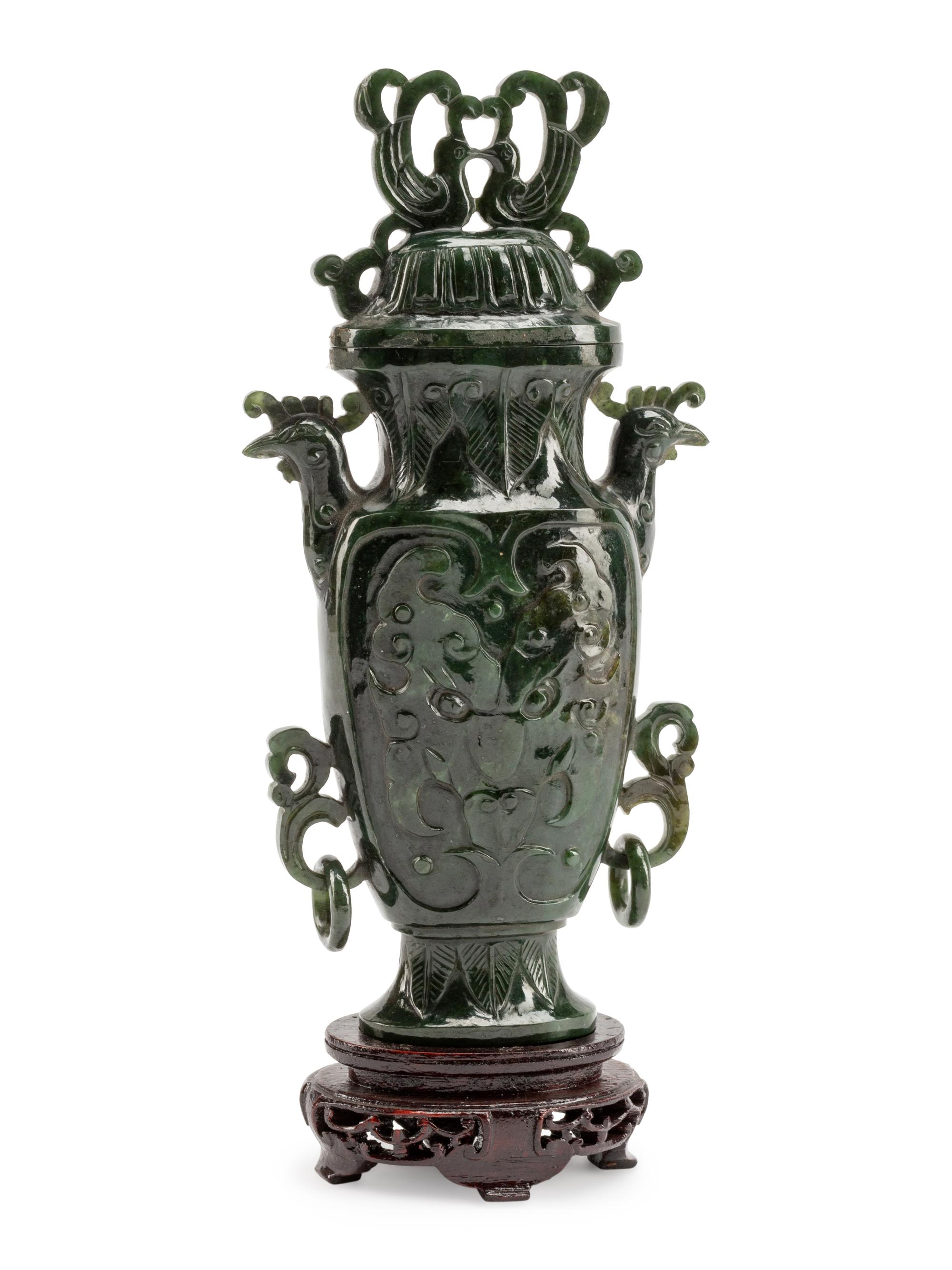 A Chinese Export Carved Hardstone Vase