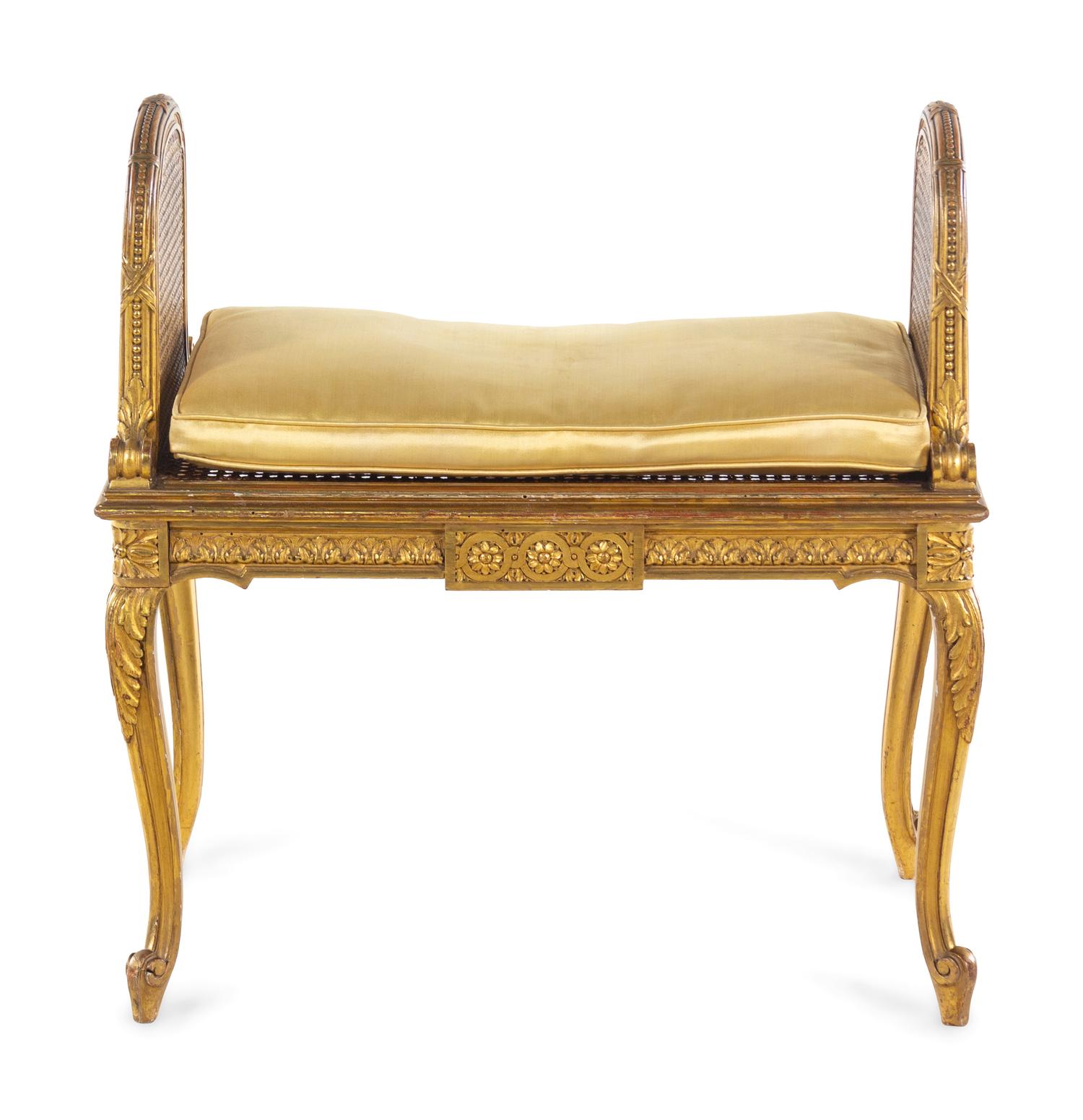 A Louis XV Style Giltwood Bench