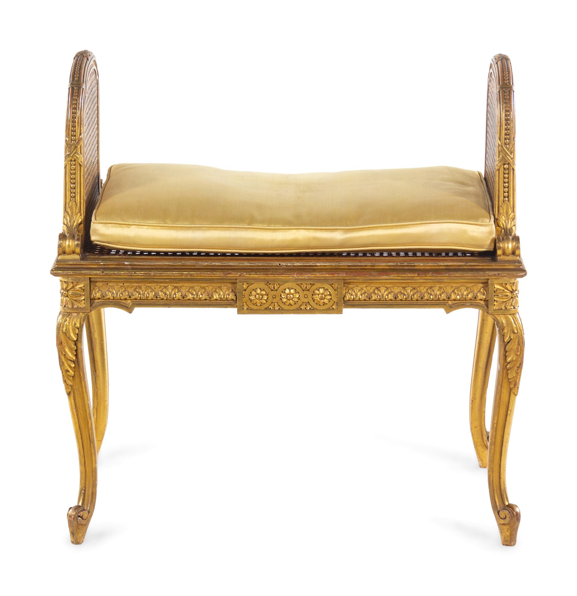 A Louis XV Style Giltwood Bench