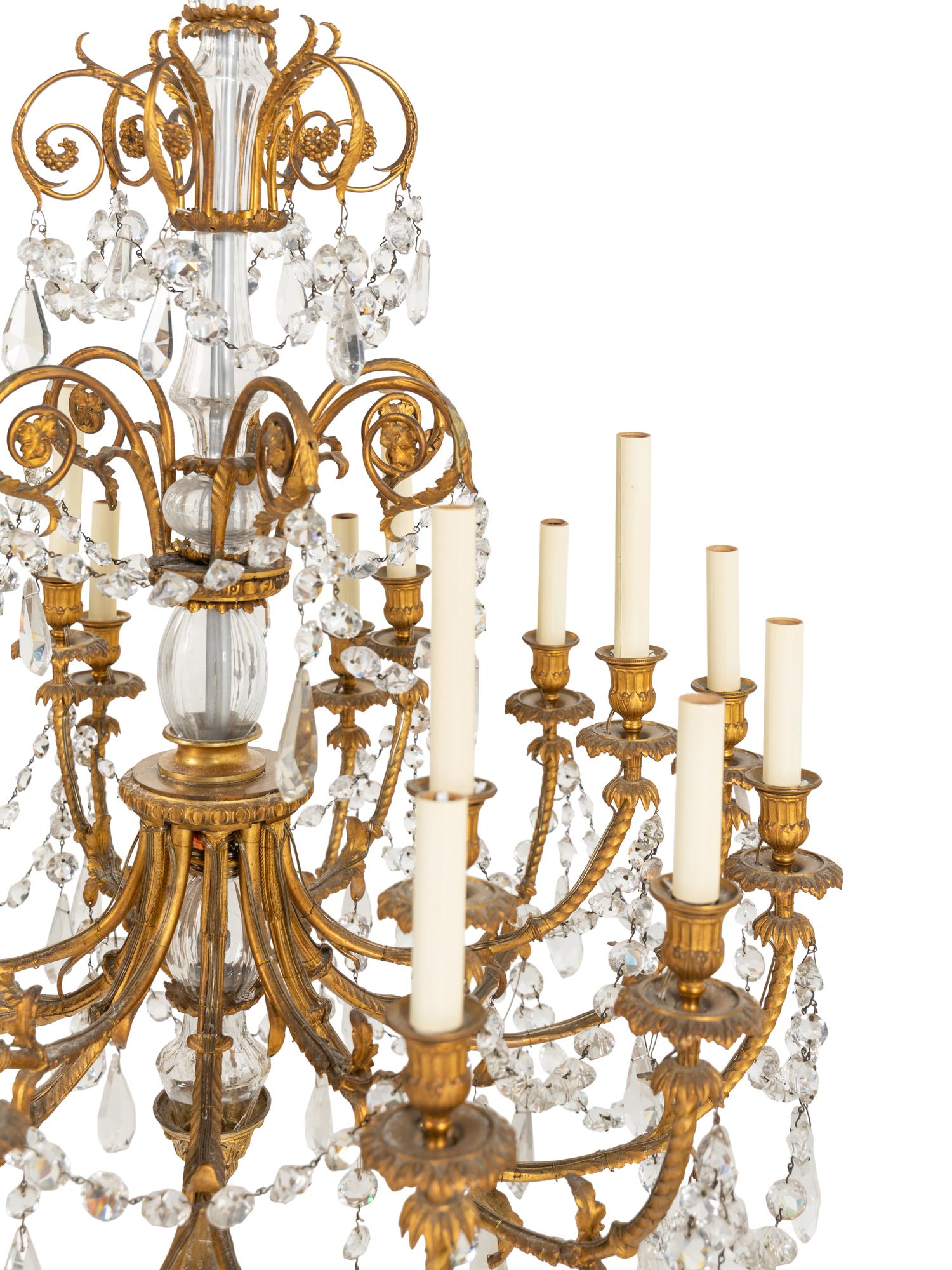 A Louis XV Style Gilt Bronze and Glass Eighteen-Light Chandelier