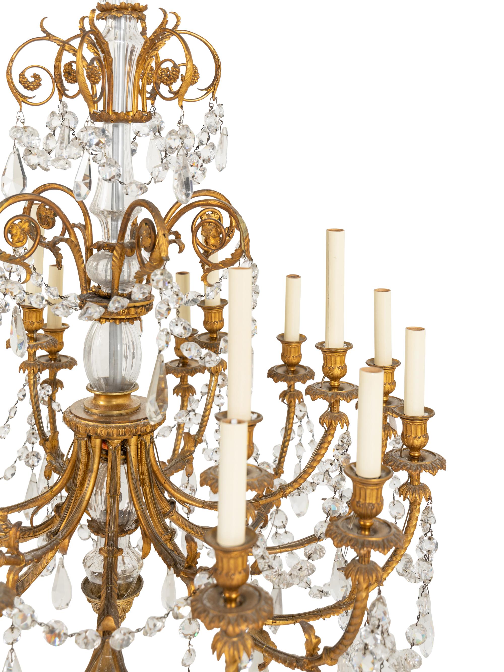 A Louis XV Style Gilt Bronze and Glass Eighteen-Light Chandelier