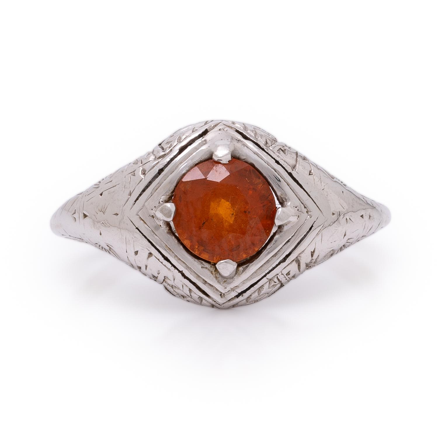 Spessartine Garnet and White Gold Ring