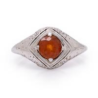 Spessartine Garnet and White Gold Ring