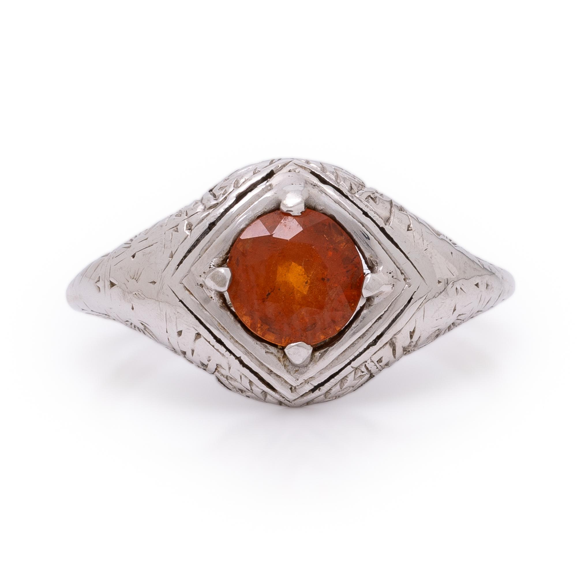 Spessartine Garnet and White Gold Ring