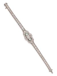 ART DECO, EMERALD AND DIAMOND BRACELET