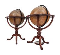 An Associated Pair of Regency Twelve-Inch Terrestrial and Celestial Library Globes