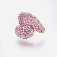 An 18K White Gold and Multi-Color Diamond Ring