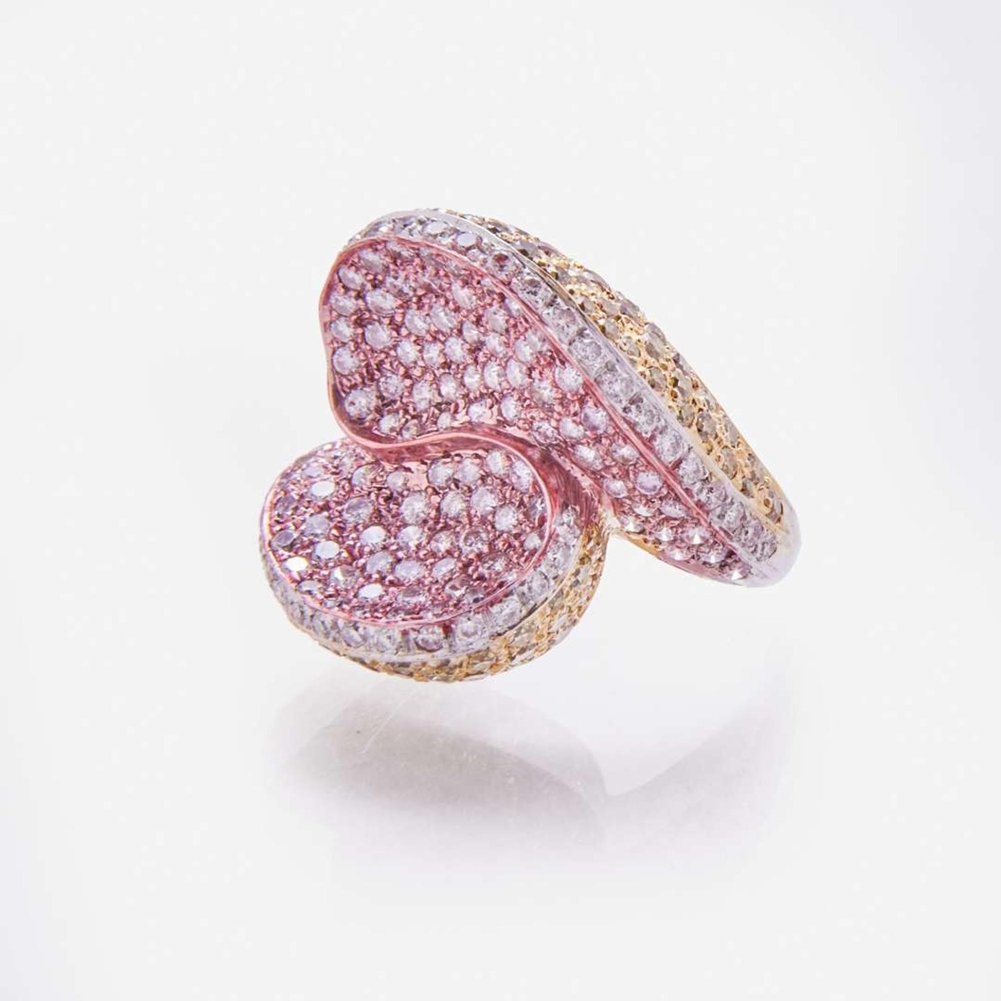 An 18K White Gold and Multi-Color Diamond Ring