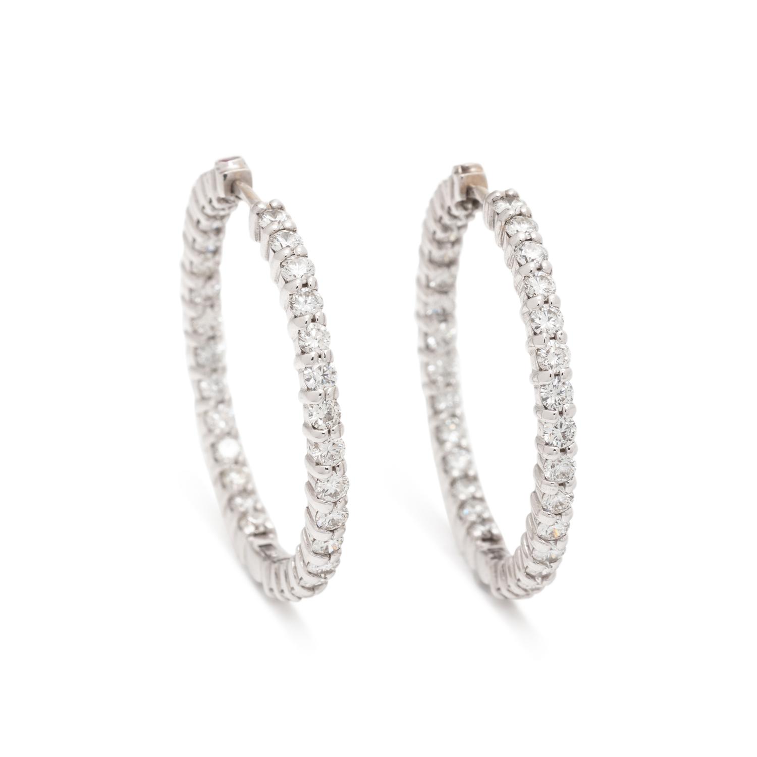 ROBERTO COIN, DIAMOND HOOP EARRINGS