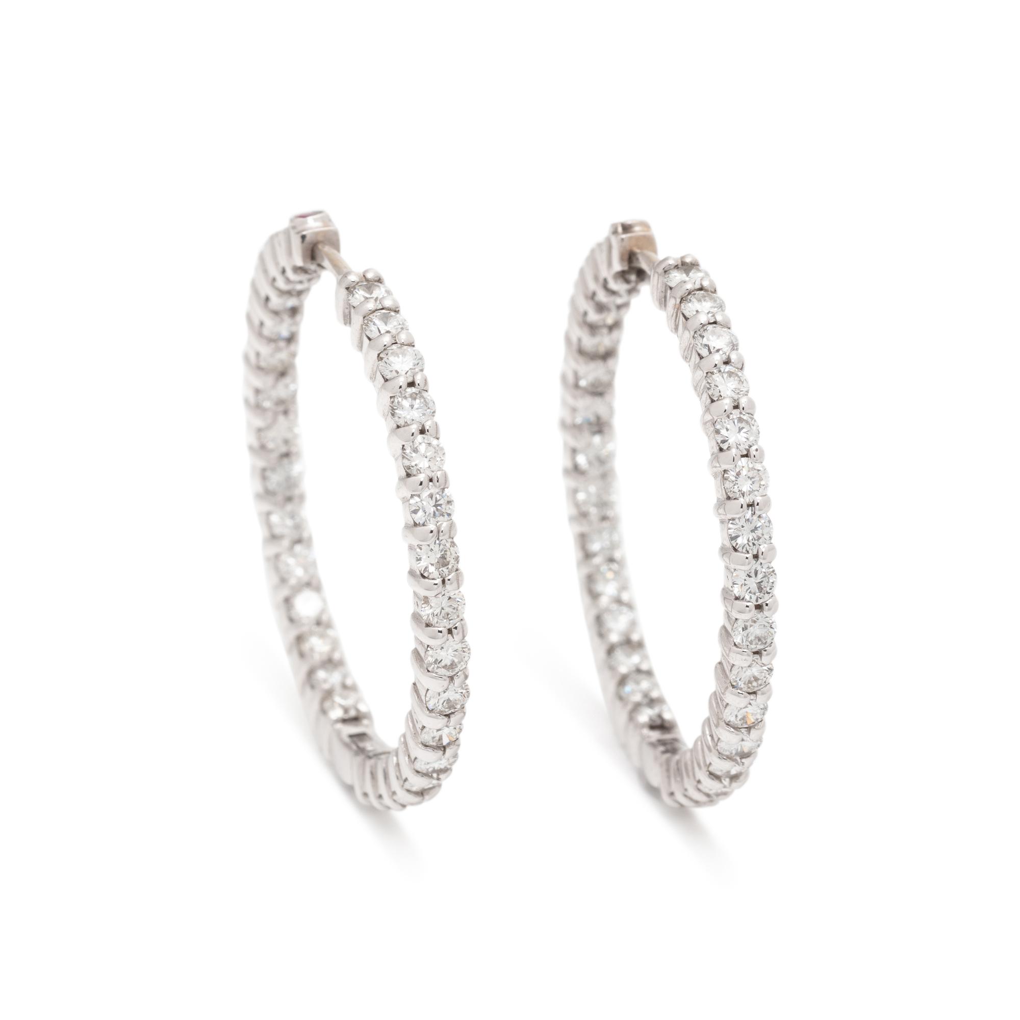 ROBERTO COIN, DIAMOND HOOP EARRINGS