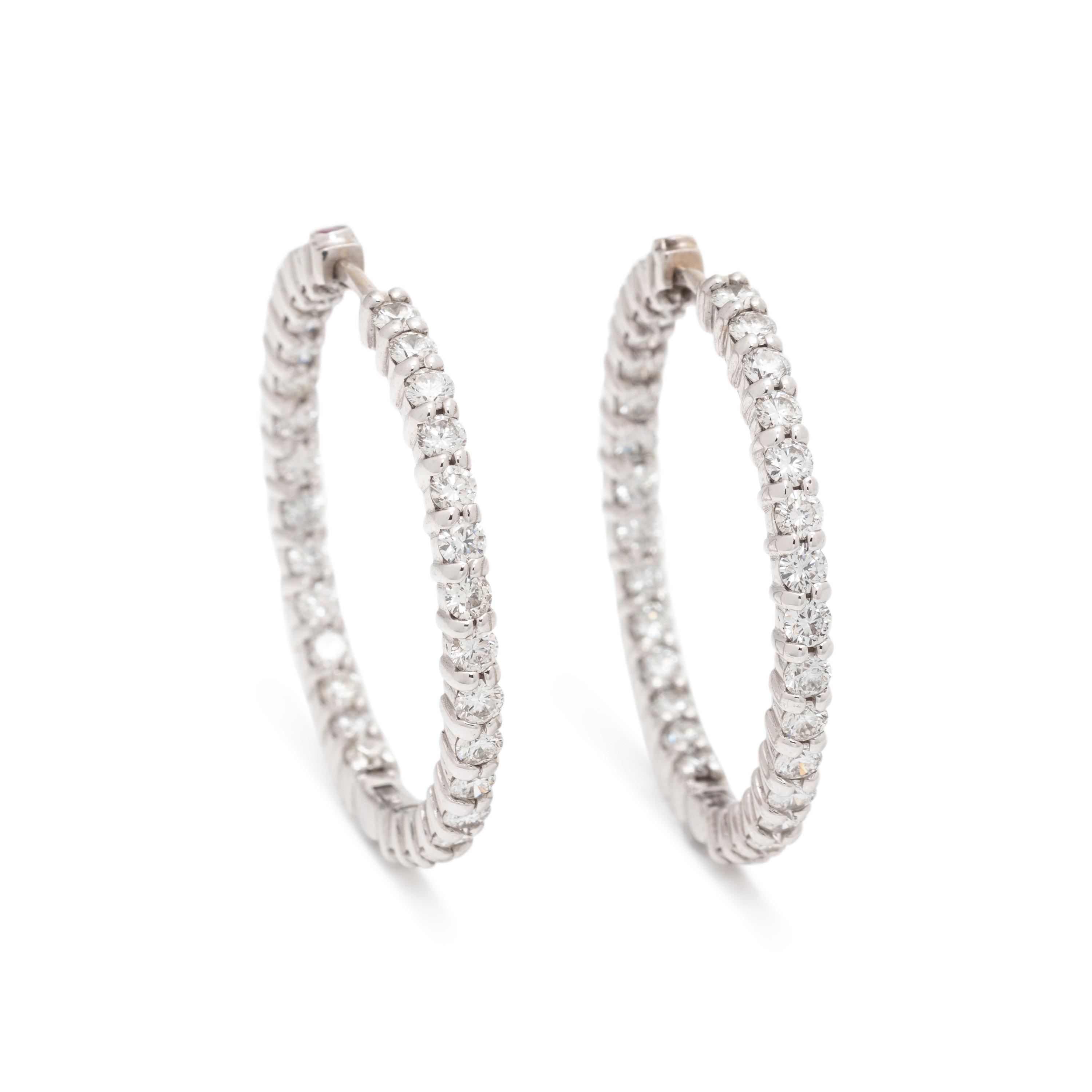 ROBERTO COIN, DIAMOND HOOP EARRINGS
