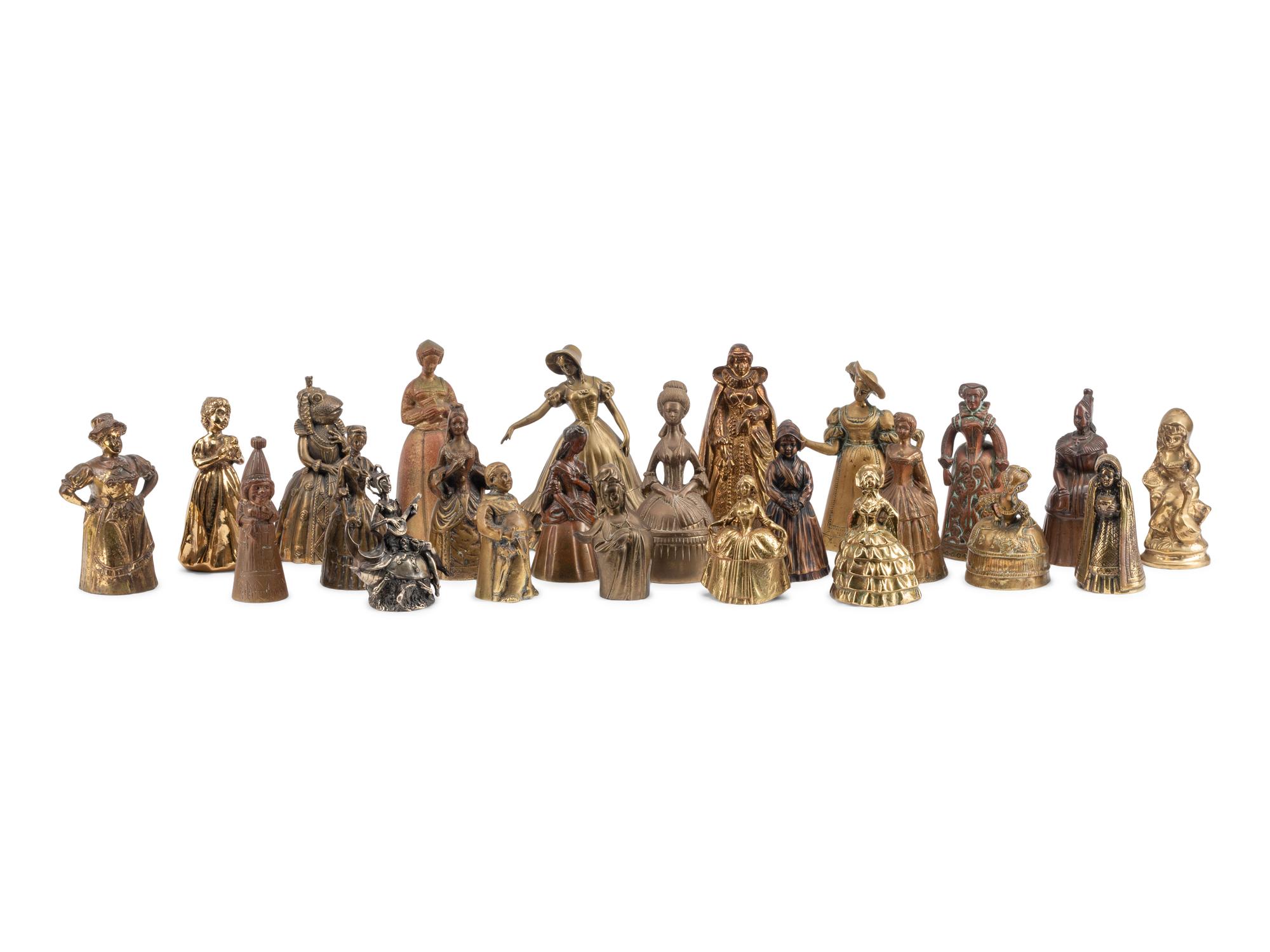 A Collection of Twenty-Four English and Continental Brass and Copper Figural Bells