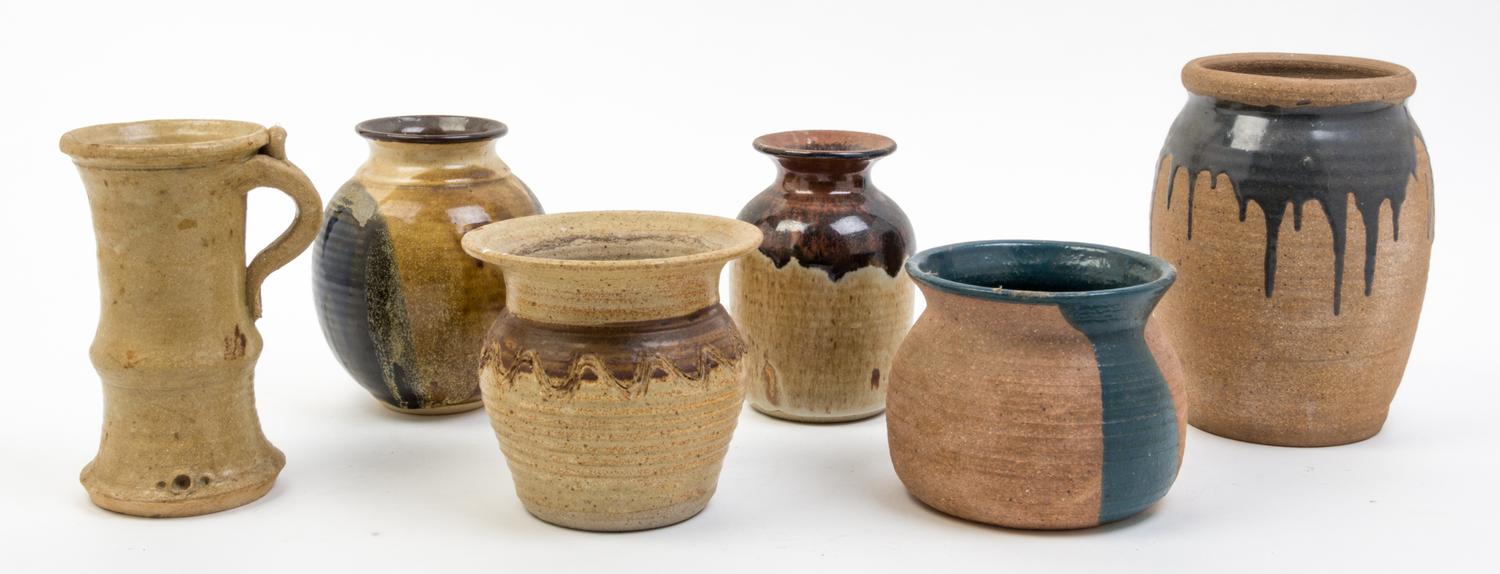 A Collection of Studio Ceramic Vessels Height of tallest 9 inches.