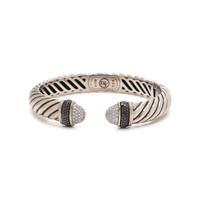 DAVID YURMAN, STERLING SILVER, DIAMOND AND BLACK DIAMOND CUFF BRACELET