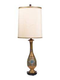 A Brass and Cloisonné Table Lamp
