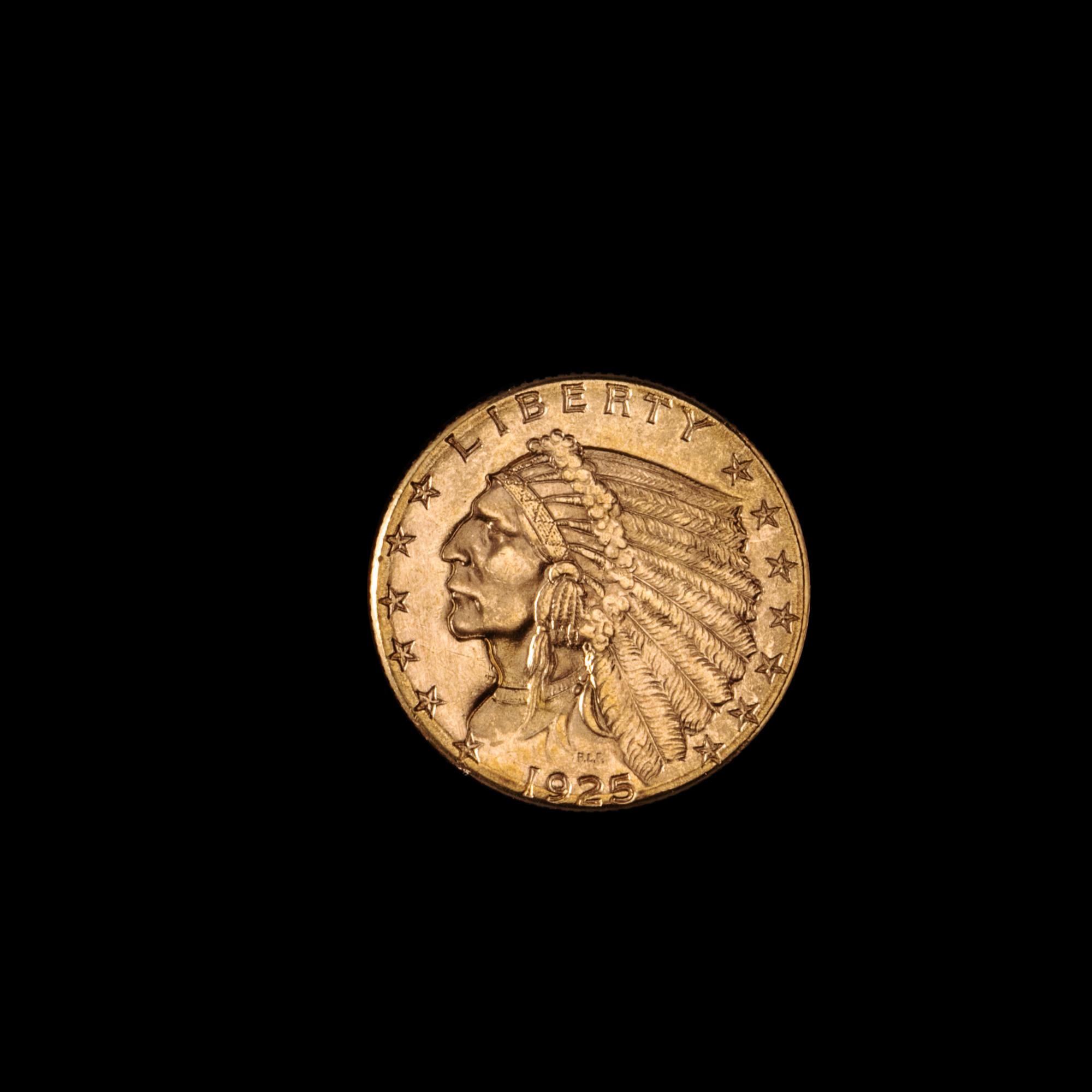 A United States 1925-D Indian Head $2.50 Gold Coin