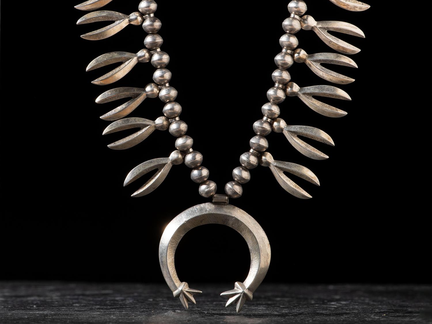 Navajo Silver Squash Blossom Necklace