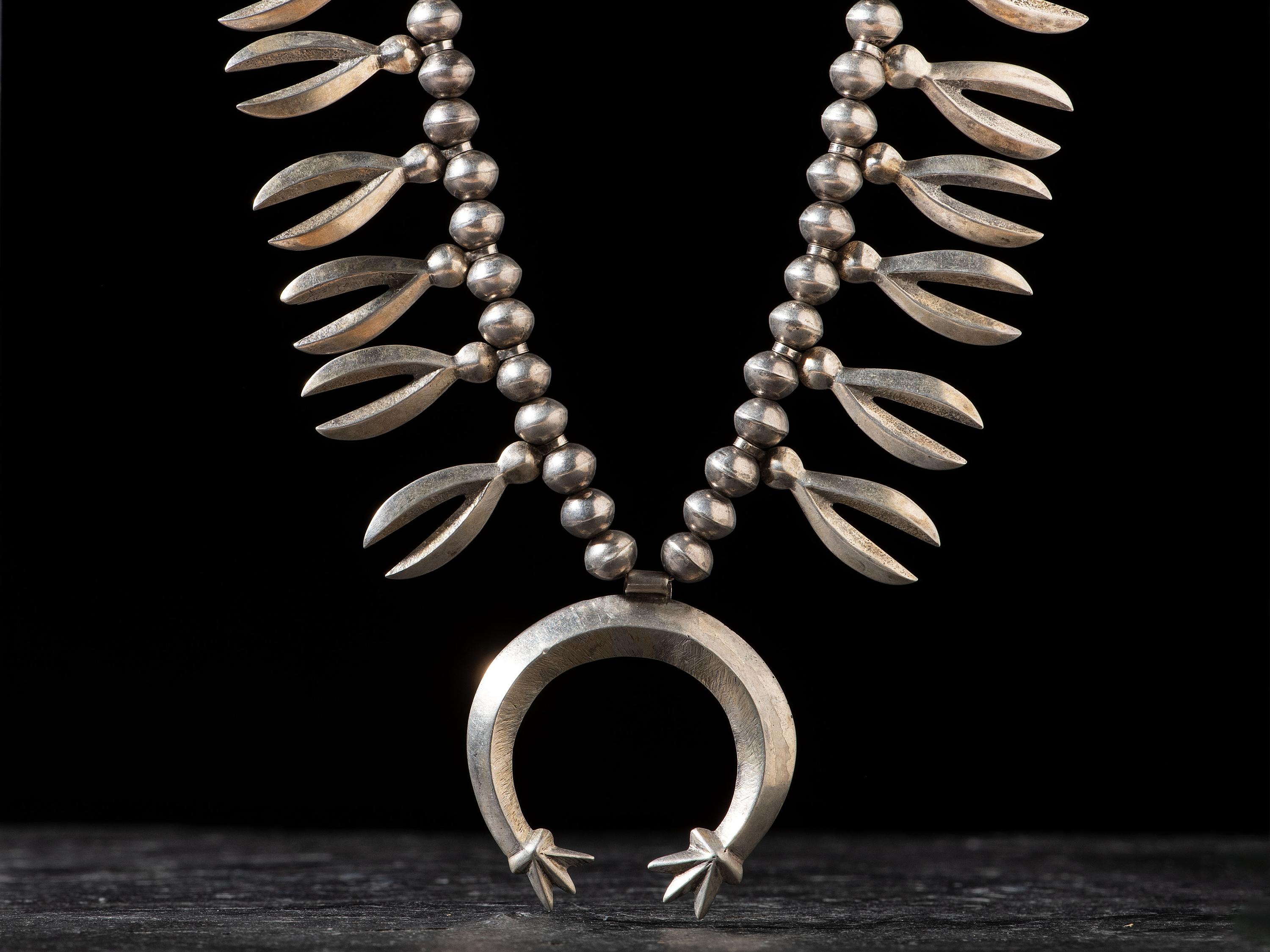Navajo Silver Squash Blossom Necklace
