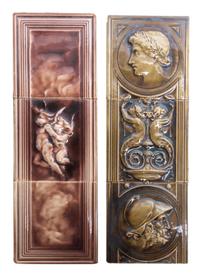A Collection of Ten Pottery Tiles Each: 6 x 6 inches.