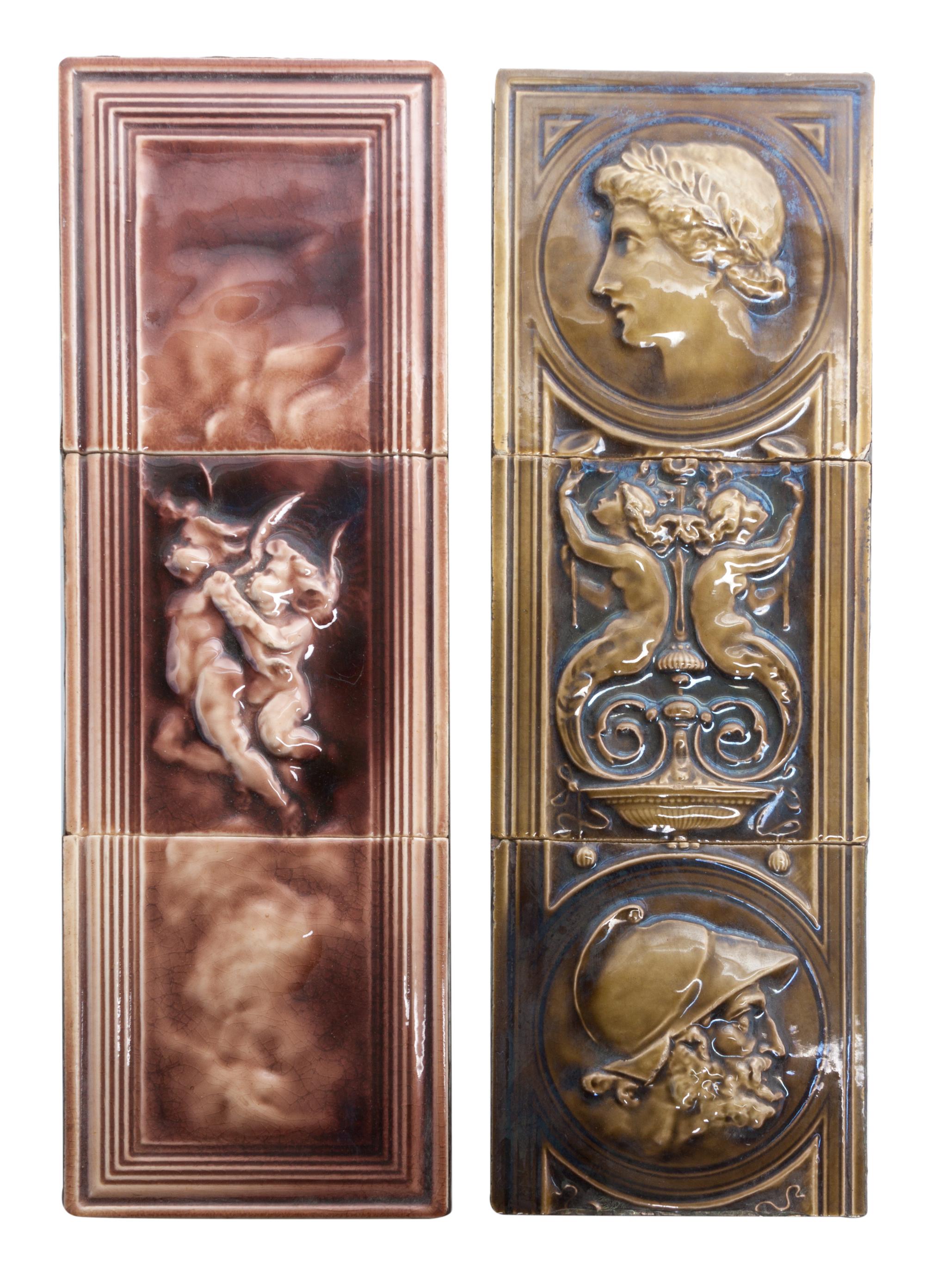 A Collection of Ten Pottery Tiles Each: 6 x 6 inches.
