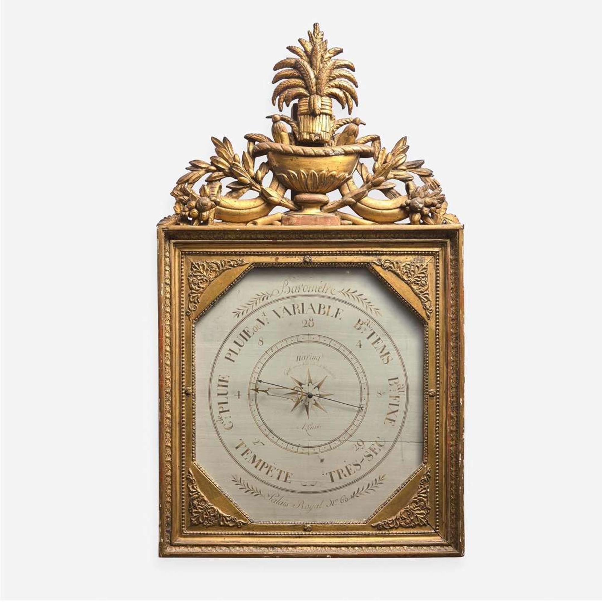 A Louis XVI giltwood barometer Attributed to Jean-Baptiste Haring, Paris, France, circa 1790s