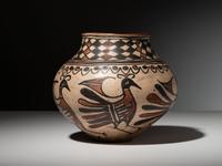 Polychrome Pottery Olla, with Parrots