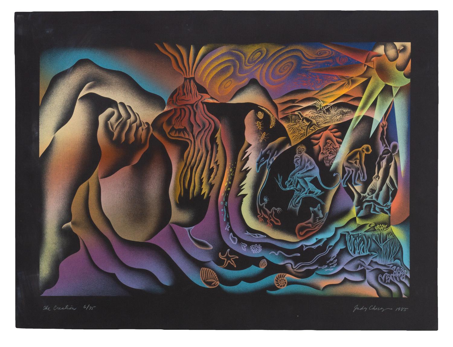The Creation , Birth Tear/Tear , Birth Trinity , Guided by the Goddess , and Earth Birth (a group of 5 works from The Birth Project ), 1985