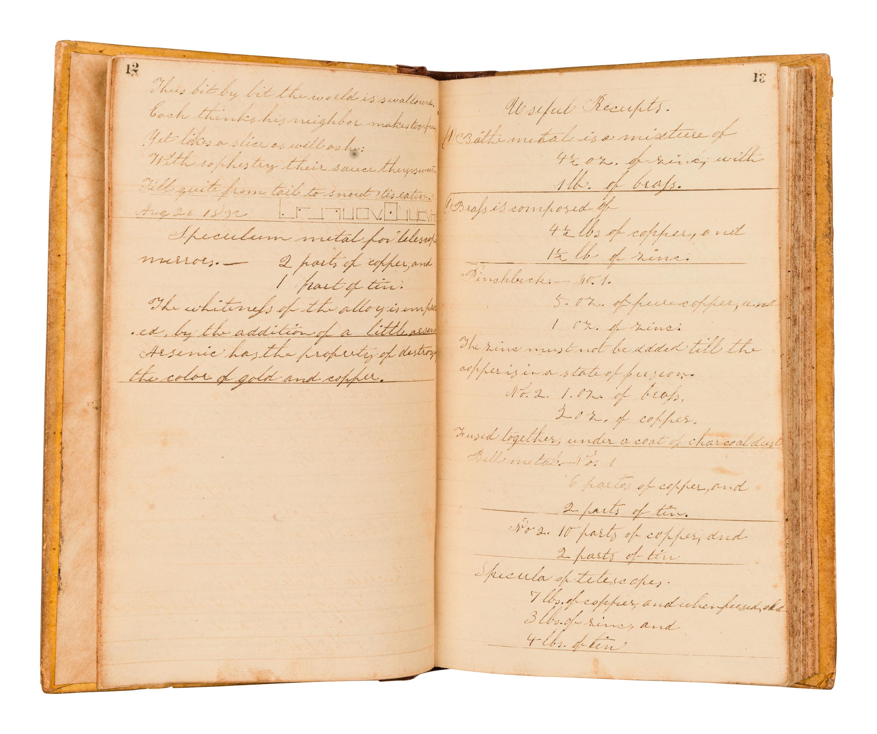 [MANUSCRIPTS – REMEDIES]. Manuscript home maintenance and home remedy guide. Jamestown, NY, 1832.