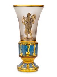 A Continental Polychromed and Gilt Decorated Glass Vase