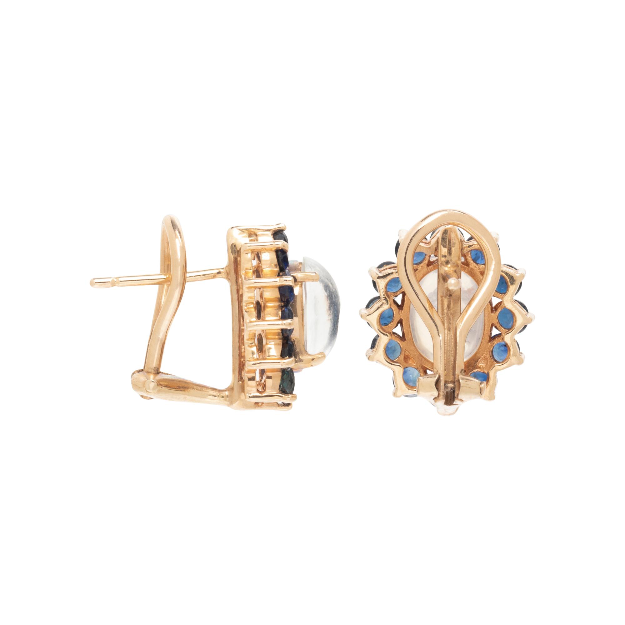 MOONSTONE AND SAPPHIRE EARCLIPS