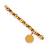 YELLOW GOLD AND $20 LIBERTY COIN CHARM BRACELET