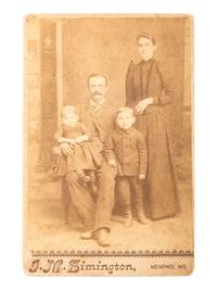 [CIVIL WAR]. Ninth plate tintype portrait of Pvt. William H. Hughes, Union Light Guard Ohio Cavalry. With Post-war cabinet card of Hughes' family.