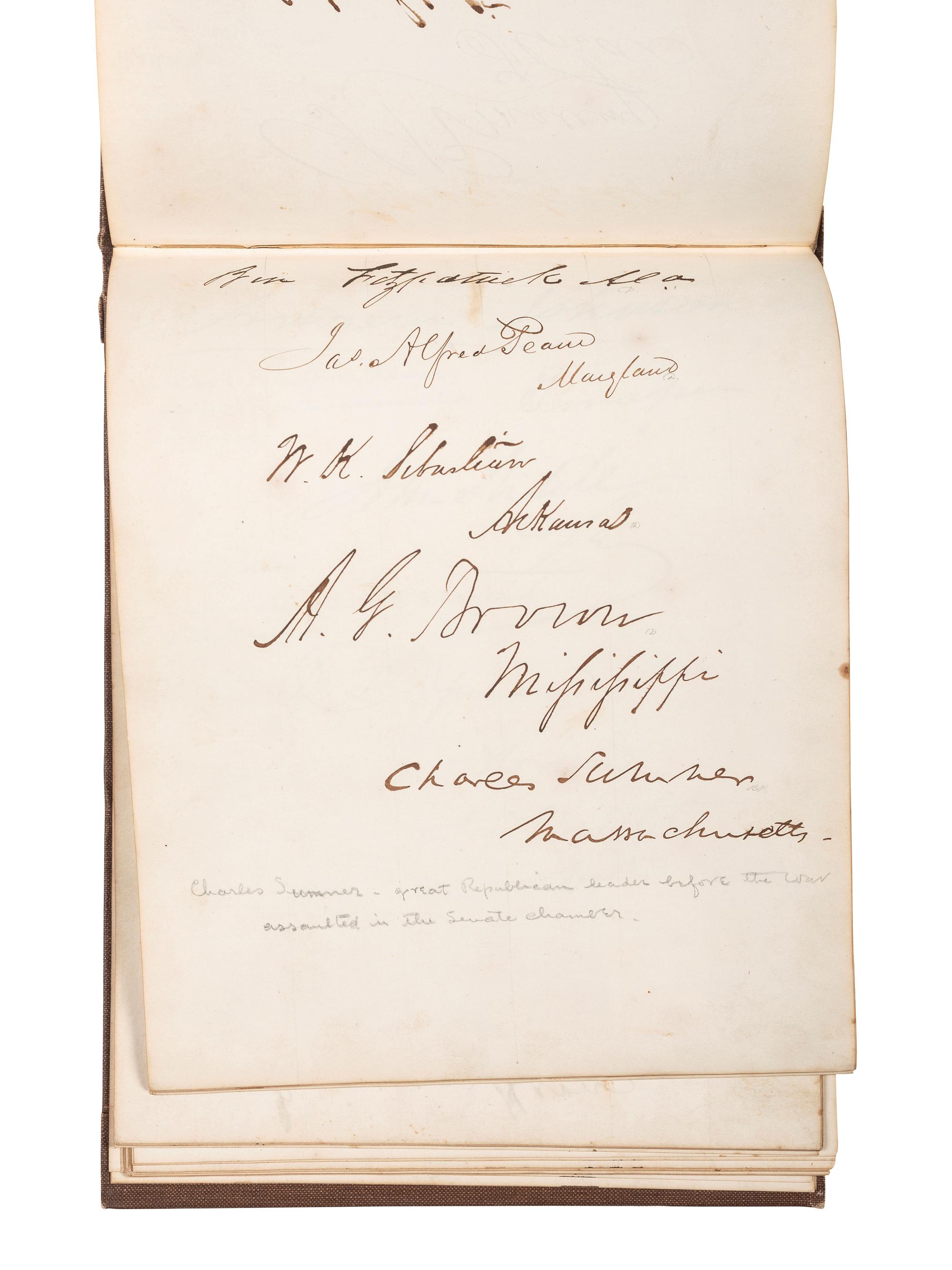 [POLITICS]. Autograph book with signatures from the James Buchanan administration, including: