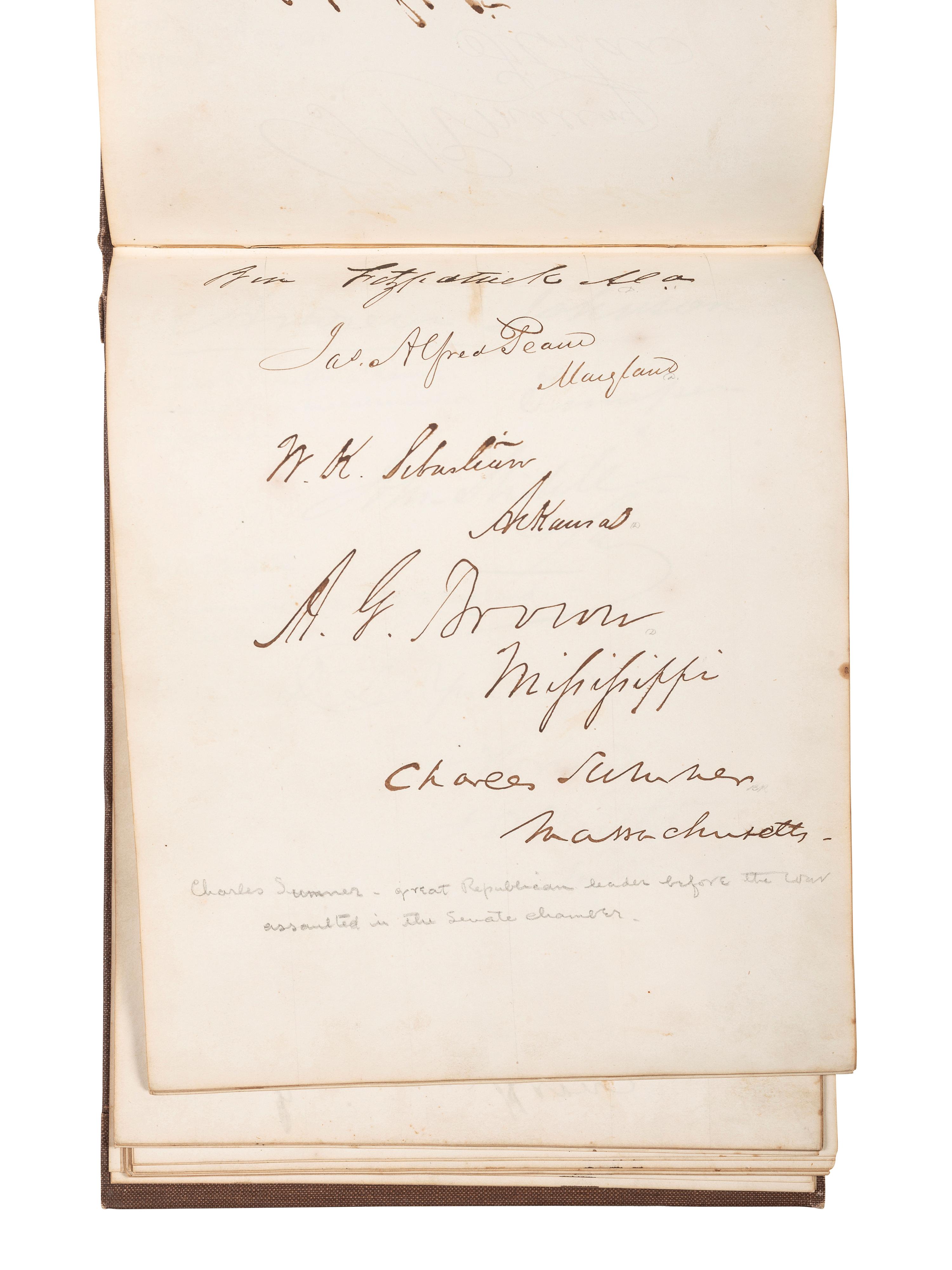 [POLITICS]. Autograph book with signatures from the James Buchanan administration, including: