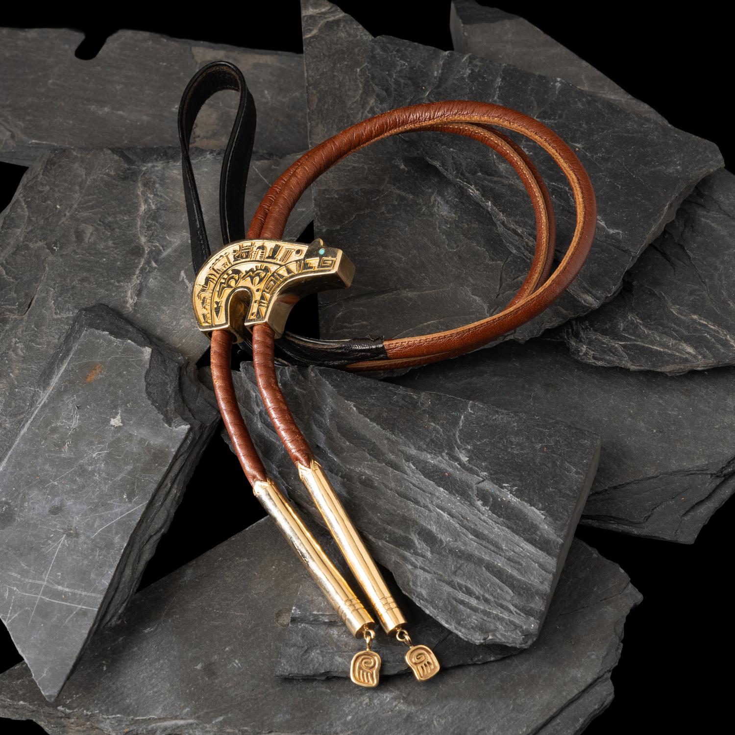 Herbert Taylor (Diné, 1951-1996) — 14K Gold Bear Bolo Tie