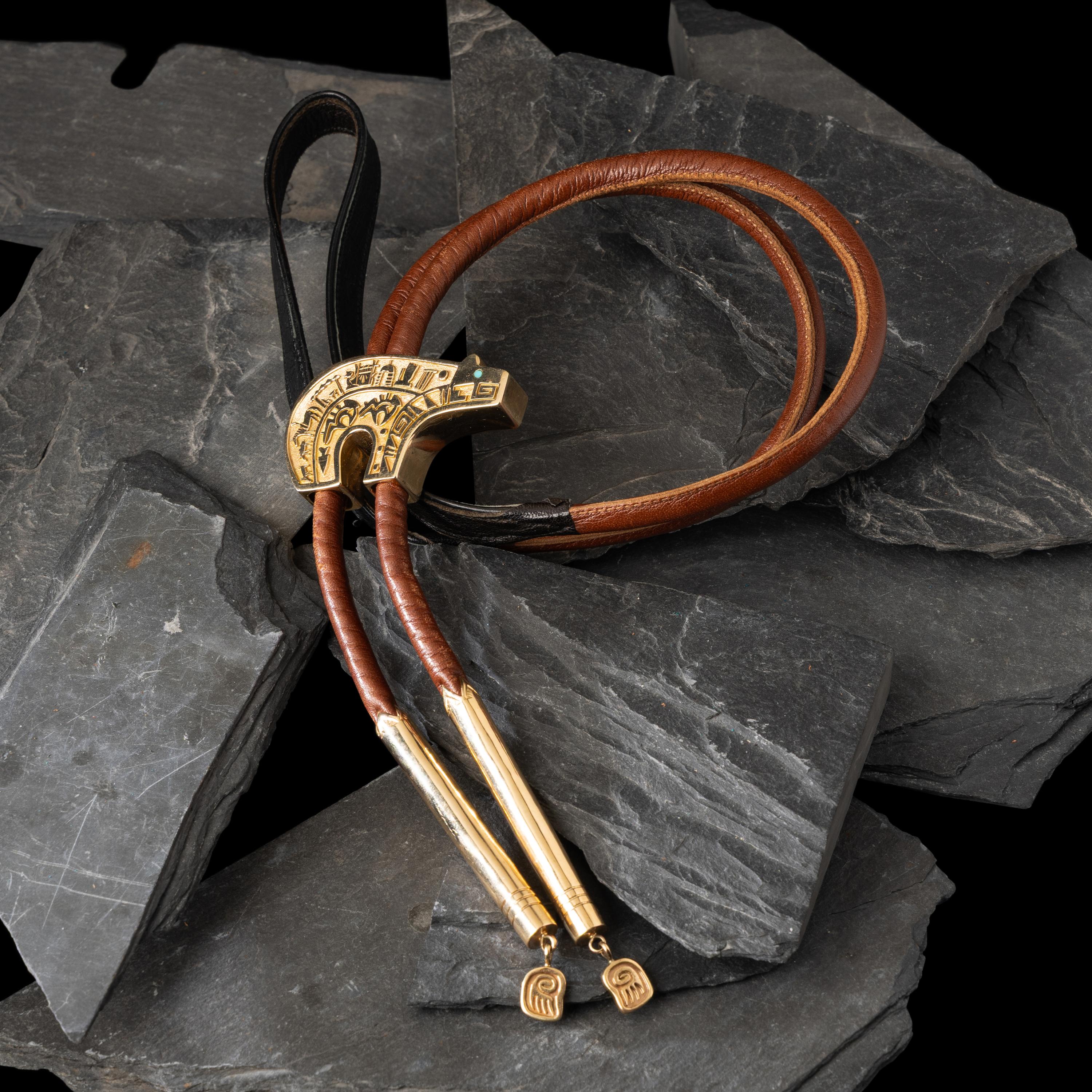 Herbert Taylor (Diné, 1951-1996) — 14K Gold Bear Bolo Tie